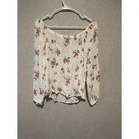 Rewind Floral Blouse Women's Long Sleeve Top Cream Pink Casual L - Picture 6 of 7